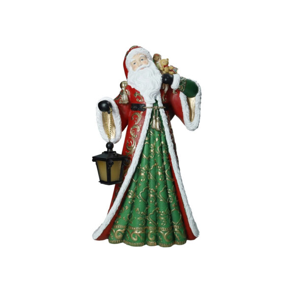Babbo Natale Brandani con Lanterna – Statua in Resina 47 cm